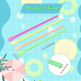 Fidqiog 100 Pcs Spoon Straws, Disposable Plastic Slurpee Straws, Assorted Colors Slushie Straws, Drinking Straw for Shaved Ice Milktea Milkshakes Coffee