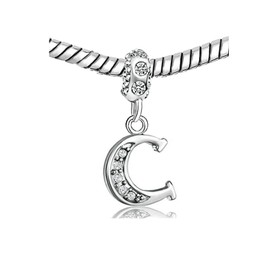 KunBead Jewelry Letter C Initial Charms Crystal Best Friend Charm Bracelet Necklace Birthday Mum Gifts from Son