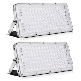 Viugreum 100W Flood Lights Outdoor, 8000LM Super Bright LED Work Light, 6000K Daylight White LED Flood Light Outdoor, IP65 Waterproof Security Lights for Garage, Yard, Lawn, Garden, Stadium - 2 Pack