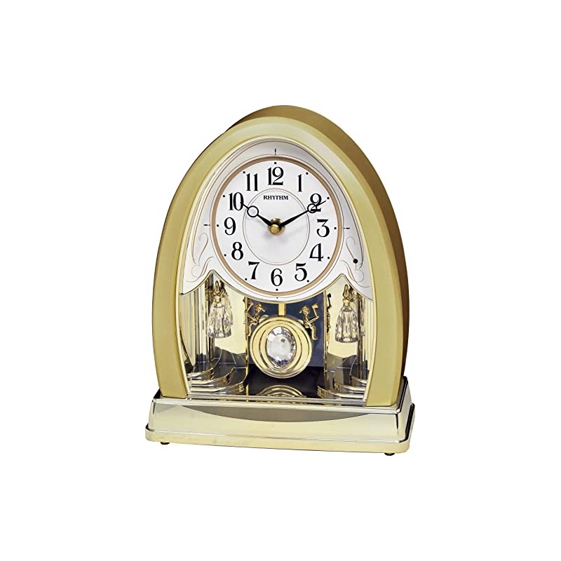 Rhythm Clocks "Joyful Crystal Gold Musical Mantel Clock