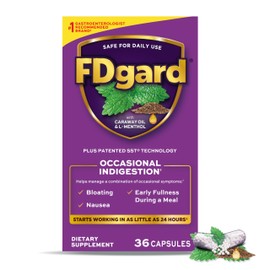 FDgard Gut Health Supplement, Indigestion, Nausea & Bloating, Upset Stomach, 36 Capsules