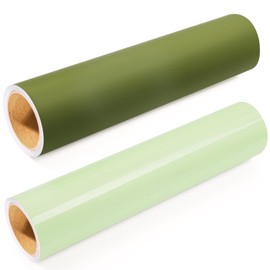 GIRAFVINYL Green Vinyl Permanent - 12" x 5FT Oliver Green and Sage Vinyl Roll Green Adhesive Vinyl for Indoor and Outdoor Decor, Cup, Sticker, Car Decal, (Glossy Khaki & Matte Olive Green)