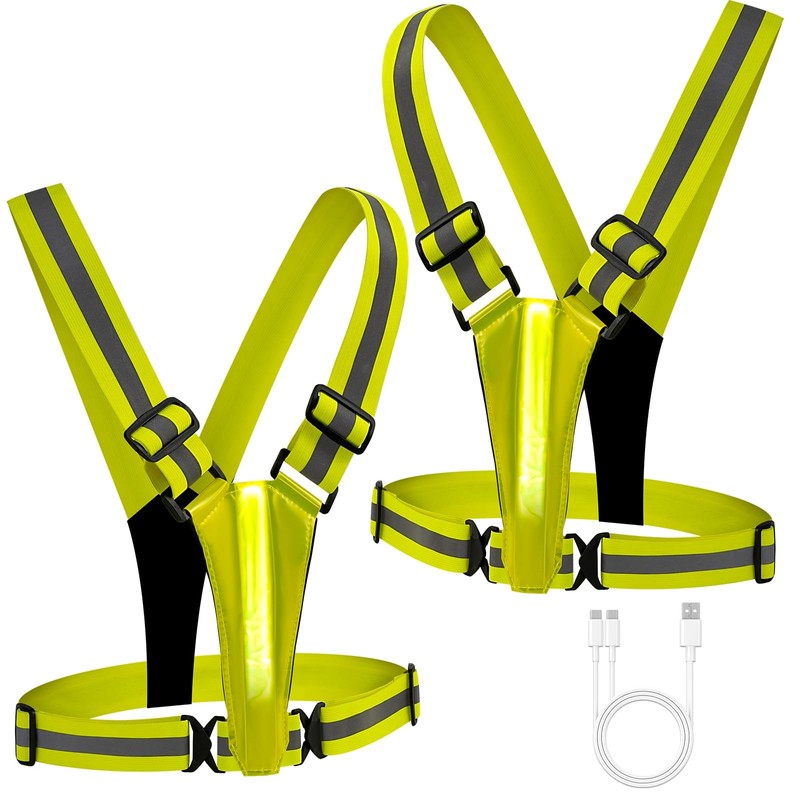 TRIXES Unisex LED Adjustable High Visibility Vest - Reflective Safety