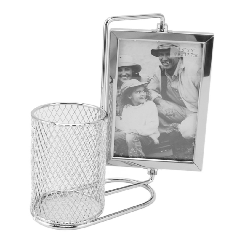 Pen Holder Picture Frame Stainless Steel Large Capacity Multi Purpose