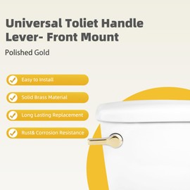 iFealClear Universal Toilet Flush Hnadle Replacement, Front Mount Toilet Handle Replacement Compatible with Kohler, American Standard, TOTO, Mansfield, Solid Brass, Polished/Shiny Gold