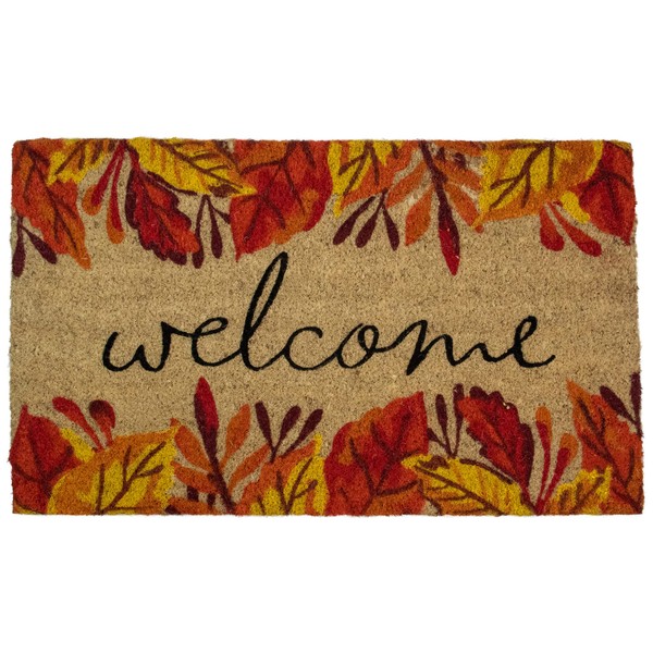 Northlight Leafy Fall Harvest Rectangular Welcome Doormat 18" x 30"