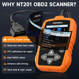 FOXWELL NT201 OBD2 Scanner Code Reader for Cars and Trucks - Reset Check Engine Light, Read and Clear Fault Codes, Live Data Diagnostic Tool for All Cars Since 1996