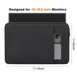 Portable Monitor Case 18.5 inch, Padded Shockproof Protective Carrying Sleeve for Most 18.5" Portable Monitors, Water-Resistant Laptop Display Bag Cover with Accessory Pocket -Black
