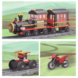 LEYI Classic Train Building Blocks Toys 583 Pieces STEM Learning Toys Construction Building Brick Education Toy Classic Train Station Birthday for Boys and Girls