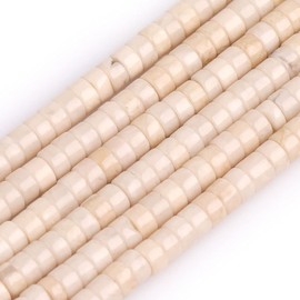 Gem-Inside 2 x 4 mm Natural Cream White Shell Fossil Heishi Disc Rondelle Spacer Beads for Jewellery Making Full 15 Inch Strands Energy Stone Healing Power Gemstone