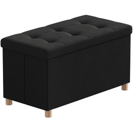 BRIAN & DANY 30 Inches Folding Storage Ottoman Bench, Ottoman with Storage Bench for Bedroom, Living Room, Entryway, Foot Rest with Legs, Black