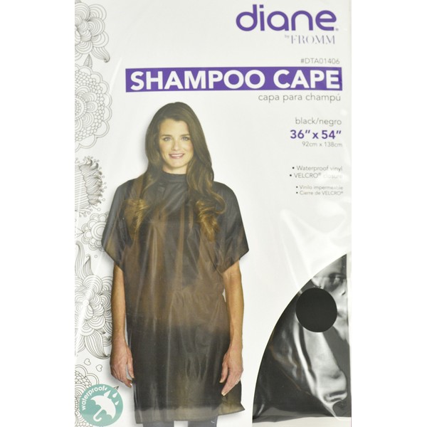 Diane Shampoo Cape 36" x 54" wtih Velcro in Black