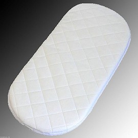 Baby Mattress Oval Shaped Round Corners Soft Moses Basket/Pram Quilted Mattress (70 x 33 x 3 cm)