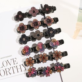 12PCS Braided Hair Clips for Women, Sparkling Crystal Stone Easily Braided Hair Clips, Shiny Rhinestone Hair Clips, Hair Accessories Duckbill Clips