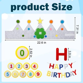 Reusable Felt Crown Birthday Hat for Kids with Number 1-9 Patches and Birthday Banner, Adjustable Fabric Crown for Birthday Party Decorations, Fun and Durable Birthday Accessory for Boys and Girls