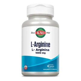 KAL L-Arginina 1000 mg 60 Tabletas Suplemento Nutricional Sin Sabor