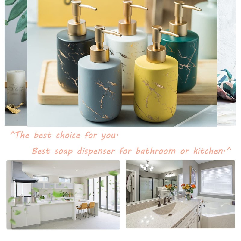Hand Soap Dispenser With Marbling for Bathroom, White Dish Soap