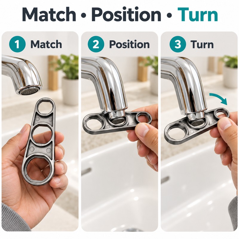6-in-1 Faucet Aerator Wrench Removal Tool – Compact Metal Alloy