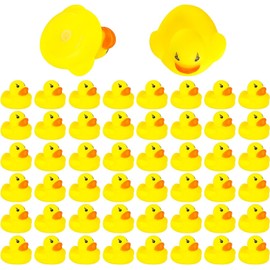 DERAYEE Pack of 50 Rubber Duck Cute Duck Yellow Floating Bath Toy Water Entertainment for Children