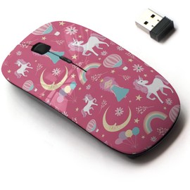 CJCBROES 2.4G Wireless Mouse with Cute Pattern Design for All Laptops and Desktops with Nano Receiver - Magic Element Unicorn