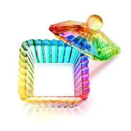 Crystal Colored Glaze Trapezoid Shape Acrylic Liquid Powder Glass Dappen Dish Glass Cup w Cap Lid Bowl for Acrylic Nail Art Transparent Kit, NAPB036-Trapezoid