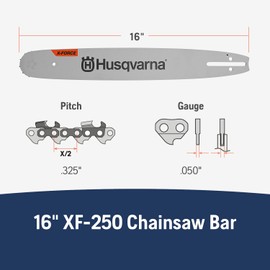 Husqvarna X-Force 16 Inch Chainsaw Bar, .325" Pitch .050" Gauge, 66 Drive Links, Chainsaw Accessories for 435(e), 440(e), 445(e), 450(e), 543XP, 545(MII), 550XP(MII) and 450 Rancher, Silver
