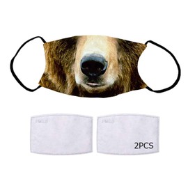 Animal Face Non-Medical Protective Face Masks with Insert Filters (Bear, Small)