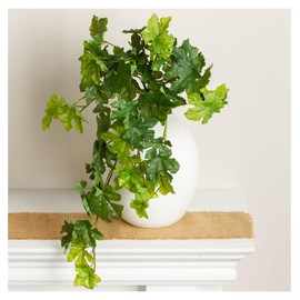 Factory Direct Craft Grape Leaf Cascading Artificial Ivy Vine Bush Greenery - Indoor/Outdoor Tuscany Vineyard Winery Grape Leaves Plant for Home Porch or Patio Decor (16" L)