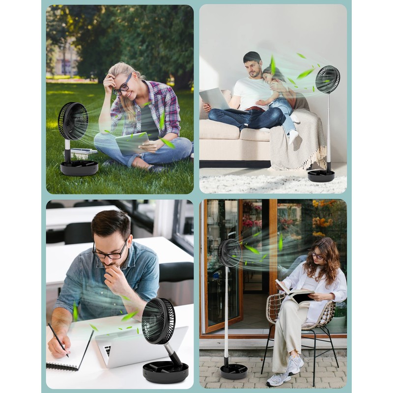 Primevolve Portable Oscillating Standing Fan,Rechargeable Battery Operated USB Floor Table