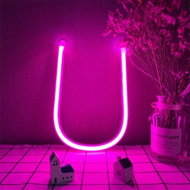 Pink Neon LED Sign Letters - Night Light, Battery or USB Operated, Art Decorative Lights for Bar, Wall, Bedroom