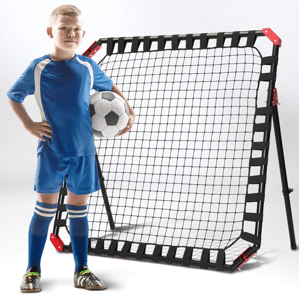 TGU Soccer Rebounder - Football Training Gifts, Aids & Equipment for Kids & Teens | Portable Kick-Back Rebound Net, Skills Trainer for Team Exercises & Solo Practice, Black, 4ft x 4ft (NOS032402020)