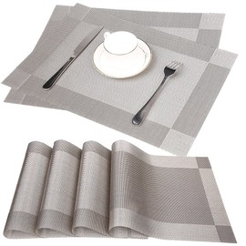 Fontic Set of 6 Place Mats 30 x 45 cm Non-Slip Washable Table Mats PVC Tear-Resistant Heat Resistant Place Mats for Kitchen