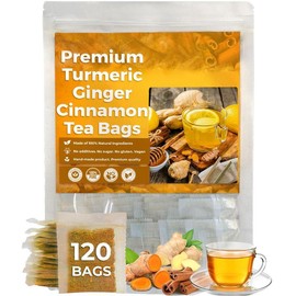 Turmeric Ginger Cinnamon Herbal Tea Bags,Anti Inflammatory Tea,100% Natural Handcrafted Mix with Cinnamon , Ginger, and Turmeric - No Sugar, No Caffeine, No Gluten, Vegan (120pcs) - Specification: 120 Bags