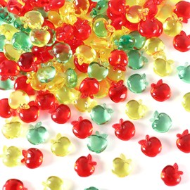 BOARDFEB 60pcs Mini Apples, Fake Apples Artificials Red Yellow Green Fake Fruit Acrylic Decor Back to School Crafts Ornaments for Vase Filler Ice Rocks Party Supplies Home School Table Decor