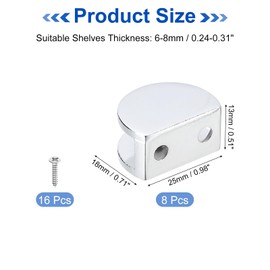 sourcing map 2Set Glass Shelf Bracket, Adjustable Glass Shelf Clamps Clip for 6-8mm Glass Wall Mount Shower Bracket Rectangle Glass Shelf Holder Polished, Black