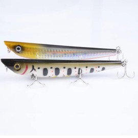 2 Pcs Big Pencil Popper Fishing Lures Set,as Hard Jerkbait Crankbait Kit for Bass Salmon Redfish Trout Walleye in Freshwater Saltwater-36