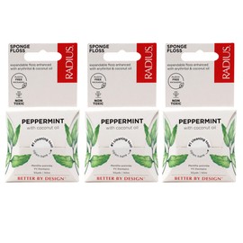 Radius Peppermint Dental Floss 55 Yards Vegan and Non-Toxic Oral Care Boost Total Tooth & Gum Protection Clear - Pack of 3