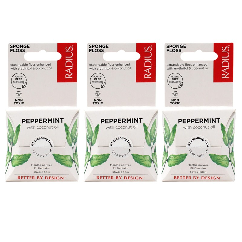 Radius Peppermint Dental Floss 55 Yards Vegan and Non-Toxic Oral
