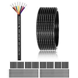 22 Gauge 8 Conductor Electrical Wire 100FT, UL 2464 22 AWG 8 Wire Cable Tinned Copper Stranded 22/8 Way Wire for LED Lighting, Outdoor Low Voltage Extension Cable, Speaker Wire, Automotive etc.