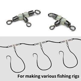 9KM DWLIFE 30pcs Stainless Steel Triangle Swivels with Glow Beads, 3-Way Rig Connector for Enhanced Attraction - Sea Fishing Connector Tackle Ideal for Night Fishing & Chasing Bottom Feeders