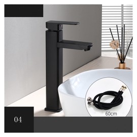 CUZRSIEYI Basin Faucet Black Cold and Hot Water Mixer Bathroom Sink Faucets Stainless Steel Bathroom Faucet Deck Mounted Basin Mixer Tap (Color : 04 Long)