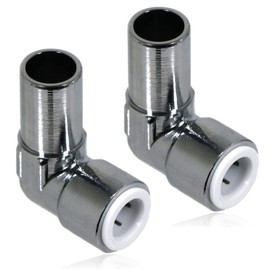 SPARES2GO 15mm x 10mm Pushfit Radiator Valve Chrome Reducing Elbow Stem Compression (Pack of 2)