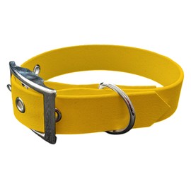 L'Atelier du Fourmilier Dog Collar and Leash in BioThane material, Medium Width (35-40 cm, Yellow)