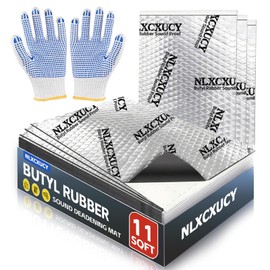 NLXCXUCY 10 Pcs 80mil (2mm) 11 sqft(1 sqm) Car Sound Deadening Mat,Butyl Automotive Sound Deadener,Noise Insulation and Vibration Dampening Material with Silicone Bumps Gloves