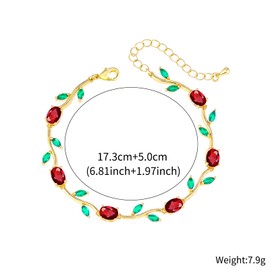 WMHaiMo Red Rose Flower Bracelet for Women Cubic Zirconia Link Bracelet Adjustable for Mother's Day Wedding Prom (Gold)