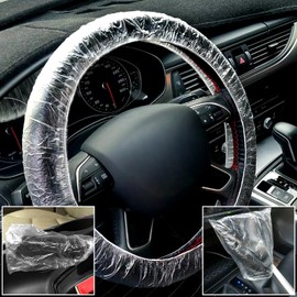 ICWEIMEI 300Pcs Disposable Car Protective Covers Include 100Pcs Disposable Steering Wheel Covers 100Pcs Disposable Gear Shift Covers 100Pcs Disposable Handbrake Covers for Car Protection