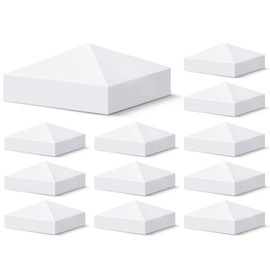 VIVIDA 4" x 4" Fence Post Caps, PVC Pyramid Post Caps, Deck Post Caps for Vinyl Post (Actual 4"× 4"), Waterproof UV Resistant Post Caps, Suitable for Lamp, Deck, Mailbox Posts, White, 12 Pack