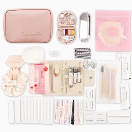 Women's Emergency Kit for Weddings ，Wedding Survival Set with Makeup Bag,36 Pc Wedding Essential Items for Brides Daily. (Pink)