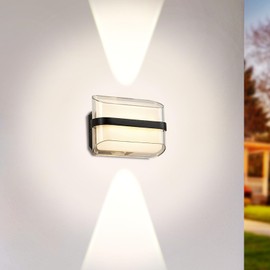 LED Up Down Wall Light, 25W 3000K Integrated LED Modern Porch Light, Super Bright IP65 Waterproof Wall Lamps, Exterior Light for Porch Patio Door Entryway 2 Packs