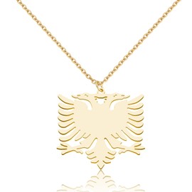 CENWA Golden Eagle Pendant and Chain Necklace Souvenir Gift For Him Her, Stainless Steel, No Gemstone